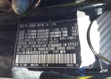 2019 Honda Cr-V Ex-L z USA, uszkodzony, nr VIN JHLRW2H8XKX011497